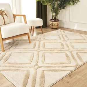 Kaşmir Halı 7/24 Plushy Doha Bej Salon Mutfak Halısı Yolluk