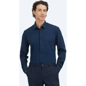 Lacivert Düz Regular Fit Dokuma Casual %100 Pamuk Gömlek