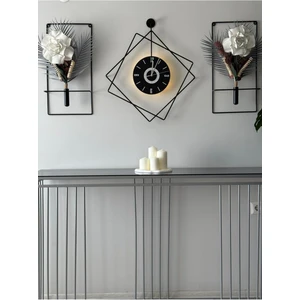 MetaQuartz Aksesuar 5'li Elegante Set - Led'li Ferrero Blackberry Exclusive Dekor - (Pilli) Metal (Mobilya) Duvar Saati