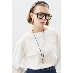 Kayık Yaka Uzun Kol Tshırt Ekru