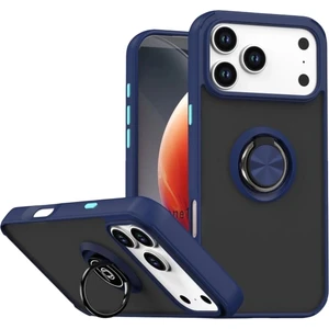 M.TK Moveteck Apple iPhone 17 Pro Kılıf Mat Parmak Izi Yapmaz Renkli Tuşlu 360 Yüzüklü Standlı Military Kamera Korumalı Kapak