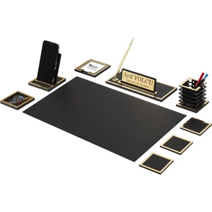 Makro Ofis Asel  Sümen Takımı 9 Parça Siyah