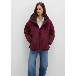 Su Itici Kapüşonlu Bordo Kapitone Ceket 1110499-90705