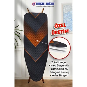 CB-105 Çoklu V Motif Çift Kat Keçeli + Süngerli Isıya Dayanıklı Ütü Masası Kılıfı Örtüsü Bezi