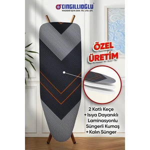 CB-104 Kalp V Motif Çift Kat Keçeli Süngerli Isıya Dayanıklı Ütü Masası Kılıfı Örtüsü Bezi