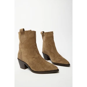 Camel Süet Kadın Sivri Burun Kovboy Bot