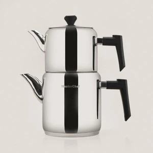 Mimoza Orta Boy Çaydanlık - Gri / Siyah - 2 Lt + 1 Lt