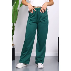 İmaj Butik Yeşil Bel Lastikli İki İplik Palazzo Eşofman Alt