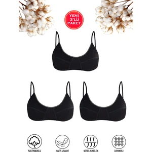 Özkan Underwear Özkan 40413 3'lü Paket Kız Çocuk %95 Pamuklu Kapsız Balensiz Pedsiz Alıştırma Sütyeni Ince Askılı Esnek Rahat Yarım Atlet Büstiyer