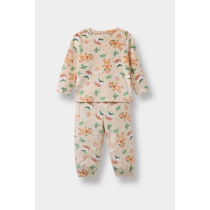 Erkek Bebek Pijama Takımı Yılbaşı Temalı Uzun Kollu Velur Üst Uzun Alt F5561A525WN