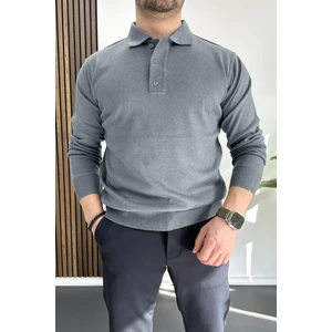 Erkek Düğmeli Polo Yaka Kazak Açık Mavi EDW231