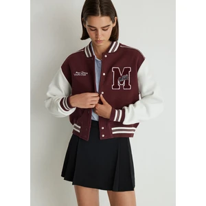 M Logo Patchli Bordo Bomber Ceket 1110636-70434