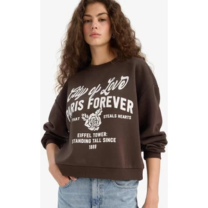 Regular Fit Bisiklet Yaka Baskılı Sweatshirt E8602AX25WN