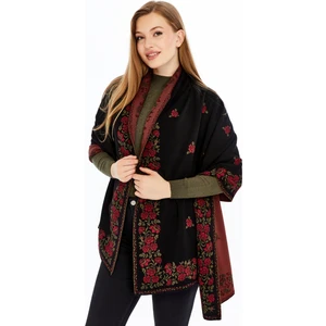 Güllü Model- Kadın,genç,anne,triko Omuz Şalı- Siyah-Bordo