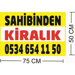 Sahibinden Kiralık Pankartı Afiş Dayanıklı Solmaz (Vinil Dijital Baskı) Kendi Telefon Numaranız