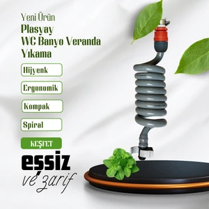 Spiral Wc Taharet Hortumu Kelepçe Rekorlu ve Duvara Sabitlemeli 120 Cm Gri