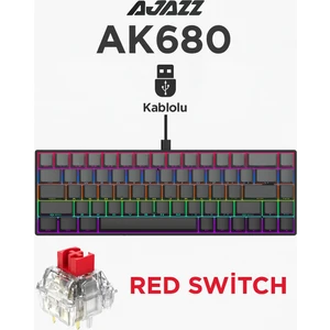 AK680 Kablolu %65 Boy Mekanik Oyuncu Klavyesi-Rainbow Aydınlatma Hot-Swap