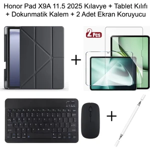 Yesnıce Honor Pad X9A 11.5 Inç 2025 Uyumlu Standlı Kılıf Dokunmatik Kalem ve Klavye Set