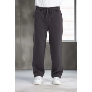 Baggy Kalıp 3 İplik Şardonlu Erkek Eşofman Altı - Füme