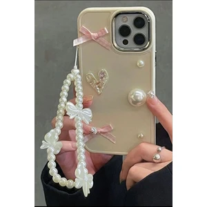 Pinky Lady Fiyonklu Incili Telefon Charmı Coquette Çanta Süsü