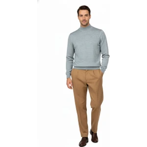 Erkek Kışlık Yarım Balıkçı Yaka Kazak Pamuklu Marina Örme Uzun Kollu Düz Renk Rahat Kesim