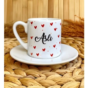 Loren Gift Kalp Temalı Kişiye Özel İsimli Türk Kahvesi Fincanı – Porselen 90 ml