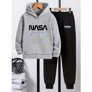 Punix Kids Punıx Kıds Özel Üretim Kapüşonlu Nasa Future Baskılı %100 Pamuk 3 Iplik Kışlık Erkek Çocuk Eşofman Takımı