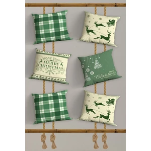 Belle Benoit 6’li Yılbaşı Desenli, Dekoratif Çift Tarafı Dijital Baskı, Yastık Kılıfı, Kırlent Kılıfı, Fermuarlı