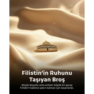 Kaya Kubbesinin Simgesi Altın Renkli Tasarımlı Metal Yaka Rozeti 1 Adet A300001