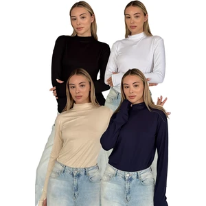 Kadın 4'lü Set Parmak Detaylı Body