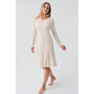 Artış Collection Uzun Kollu Düğmeli Ajurlu Esnek Pamuklu Kısa Gecelik 18107