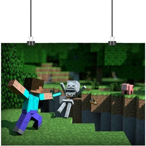 Vintage Gezegen Minecraft Poster1 - Retro Duvar Dekoru