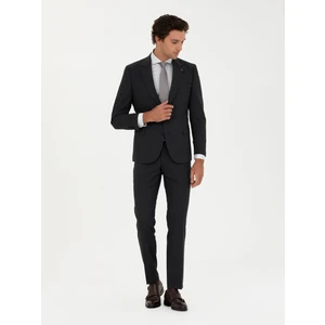 Erkek Siyah Slim Fit Yün Karışımlı Mikro Desenli Takım Elbise 50272937-VR046