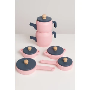 Oyuncak Tencere Tava Çaydanlık Mutfak Seti(Pembe)