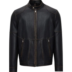 James Erkek Siyah Hakim Yaka Deri Mont 25WGE6588VD