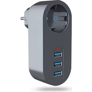 Akım Korumalı Kablosuz Priz 3 USB Girişli USB 2.1A 2500W 10A  3400