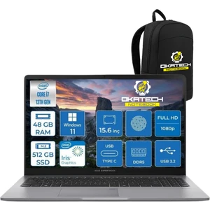 Expertbook P1 P1503 Intel Core I7-13700H 48GB Ddr5 512 GB SSD Wın 11 Pro 15.6 Fhd Intel UHD Taşınabilir Bilgisayar + Notebook Çantası