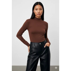 Triya Fashion Kadın Uzun Kollu Balıkçı Yaka Badi