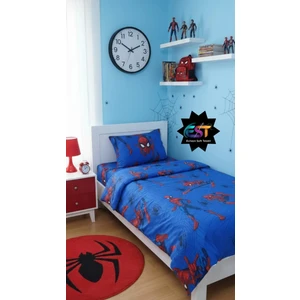 Erkek Çocuk Örümcek Adam Mavi Çarşaflı Tek Kişilik Nevresim Takımı