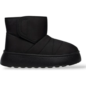 İçi Kürklü Paraşüt Kumaş Cırtlı Kalın Taban Kadın Bot SİYAH