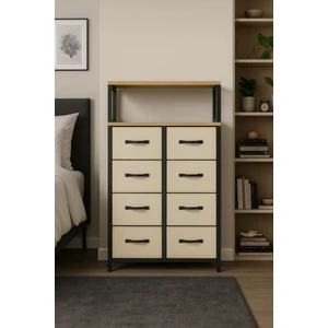 2 Raflı 8 Çekmeceli Şifonyer Yatak Odası Çocuk Odası Düzenleyici Deri Çekmeceli Organizer