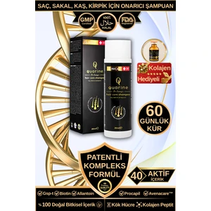 Dr. Sammy's Quarine Premium Şampuan (2 Aylık) Dökülmelere Karşı %100 Saf ve Doğal Bitkisel Kök Hücre Ekstratları,Vitamin ve Mineral İçeren Onarıcı Saç Şampuanı 250ML