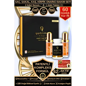 Dr. Sammy's Quarine 2 Aylık Saç Bakım Seti (2 Serum+1 Multivitamin) Dökülme ve yıpranma Karşıtı Bitkisel Kök Hücre Ekstratları, Vitamin, Mineral İçeren Saç, Sakal, Kaş ve Kirpik Onarıcı Premium Set