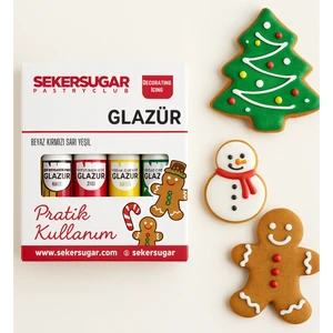 Glazür Set 4'lü Beyaz-Kırmızı-Sarı-Yeşil Icing NET:160GR. (4tüp x 40 G)