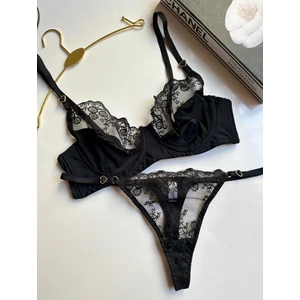 Hama Love Kadın Siyah Dantel Saten Iç Çamaşır Takımı