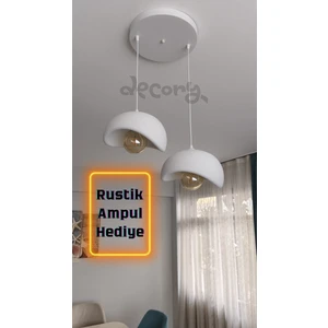 Beton Görünümlü 2'lisarkıt Avize, Iskandinav Tarzı Bohem Sarkıt Avize (Bioplastik) E27