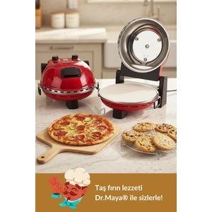 Dr.Maya® | Pro Plus Taş Fırın Pizza Makinesi - Kırmızı