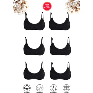 Özkan Underwear Özkan 40413 6'lı Paket Kız Çocuk %95 Pamuklu Kapsız Balensiz Pedsiz Alıştırma Sütyeni Ince Askılı Esnek Rahat Yarım Atlet Büstiyer