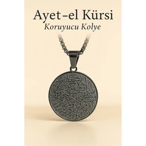 Mevlana Gümüş Ayet-El Kürsi Koruyucu Kolye – Paslanmaz Çelik Gümüş