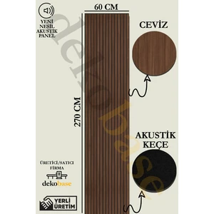 60x270 cm Ceviz Renk Akustik Ahşap Duvar Paneli